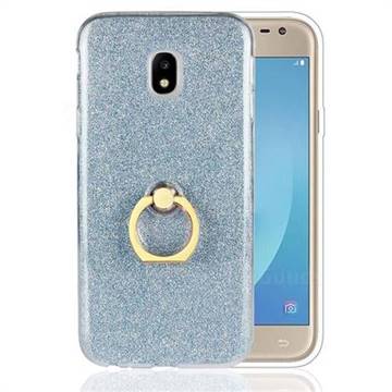 Luxury Soft TPU Glitter Back Ring Cover with 360 Rotate Finger Holder Buckle for Samsung Galaxy J3 2017 J330 Eurasian - Blue