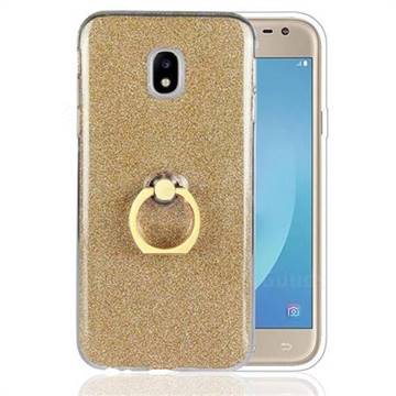 Luxury Soft TPU Glitter Back Ring Cover with 360 Rotate Finger Holder Buckle for Samsung Galaxy J3 2017 J330 Eurasian - Golden