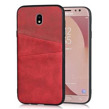 Simple Calf Card Slots Mobile Phone Back Cover for Samsung Galaxy J3 2017 J330 Eurasian - Red