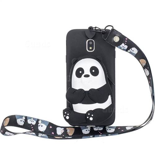 Cute Panda Neck Lanyard Zipper Wallet Silicone Case for Samsung Galaxy J3 2017 J330 Eurasian