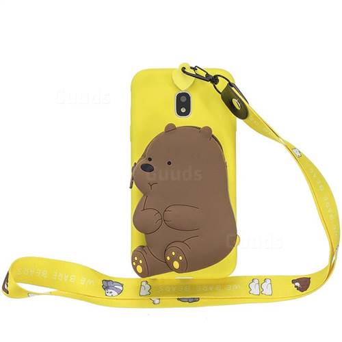 Yellow Bear Neck Lanyard Zipper Wallet Silicone Case for Samsung Galaxy J3 2017 J330 Eurasian