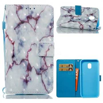 White Purple Marble 3D Painted Leather Wallet Case for Samsung Galaxy J3 2017 J330