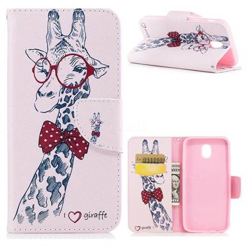 Glasses Giraffe Leather Wallet Case For Samsung Galaxy J3 17 J330 Leather Case Guuds