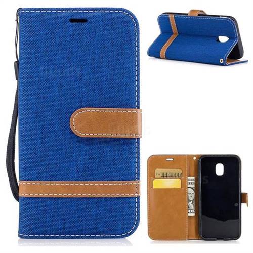 Jeans Cowboy Denim Leather Wallet Case for Samsung Galaxy J3 2017 J330 - Sapphire