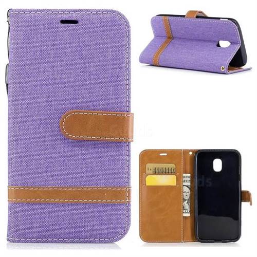 Jeans Cowboy Denim Leather Wallet Case for Samsung Galaxy J3 2017 J330 - Purple