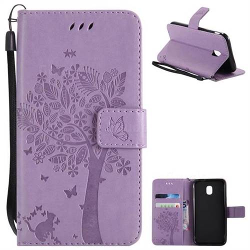 Embossing Butterfly Tree Leather Wallet Case for Samsung Galaxy J3 2017 J330 Eurasian - Violet