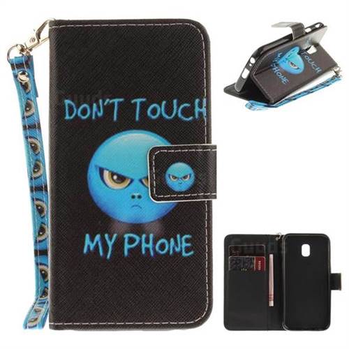 Not Touch My Phone Hand Strap Leather Wallet Case for Samsung Galaxy J3 2017 J330 Eurasian