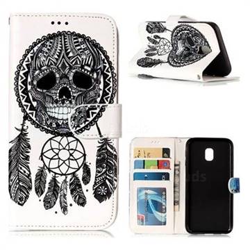 Wind Chimes Skull 3D Relief Oil PU Leather Wallet Case for Samsung Galaxy J3 2017 J330 Eurasian