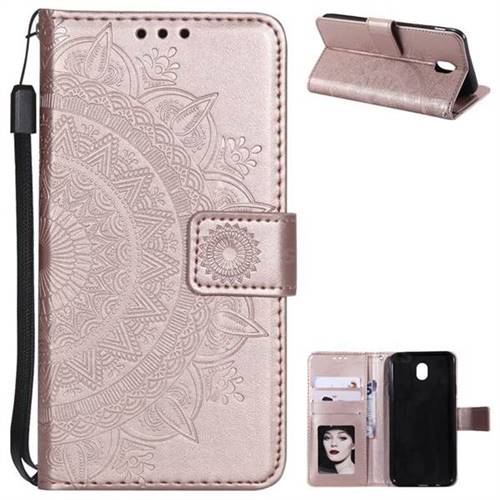 Intricate Embossing Datura Leather Wallet Case for Samsung Galaxy J3 2017 J330 Eurasian - Rose Gold