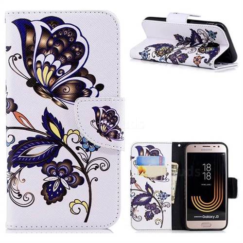 Butterflies and Flowers Leather Wallet Case for Samsung Galaxy J3 2017 J330 Eurasian