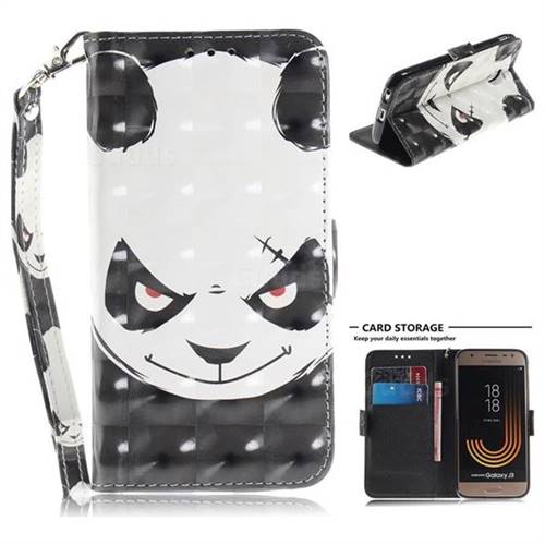 Angry Bear 3D Painted Leather Wallet Phone Case for Samsung Galaxy J3 2017 J330 Eurasian