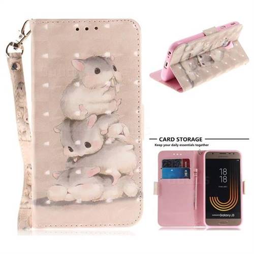 Three Squirrels 3D Painted Leather Wallet Phone Case for Samsung Galaxy J3 2017 J330 Eurasian