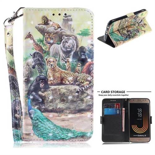 Beast Zoo 3D Painted Leather Wallet Phone Case for Samsung Galaxy J3 2017 J330 Eurasian