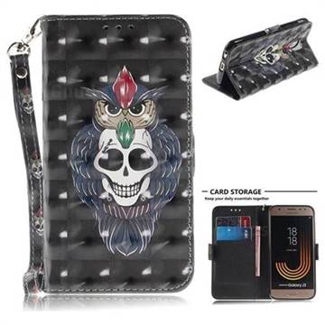 Skull Cat 3D Painted Leather Wallet Phone Case for Samsung Galaxy J3 2017 J330 Eurasian