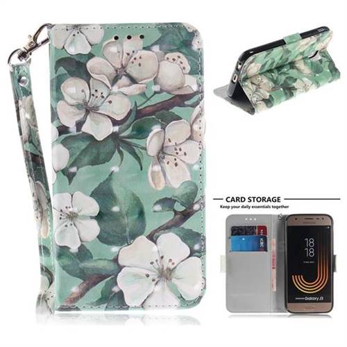 Watercolor Flower 3D Painted Leather Wallet Phone Case for Samsung Galaxy J3 2017 J330 Eurasian