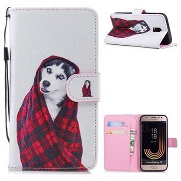 Fashion Husky Painting Leather Wallet Phone Case for Samsung Galaxy J3 2017 J330 Eurasian