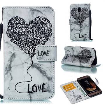 Marble Heart PU Leather Wallet Phone Case for Samsung Galaxy J3 2017 J330 Eurasian - Black