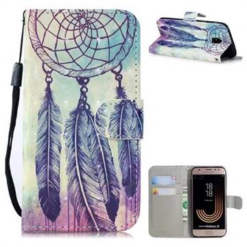 Feather Wind Chimes 3D Painted Leather Wallet Phone Case for Samsung Galaxy J3 2017 J330 Eurasian