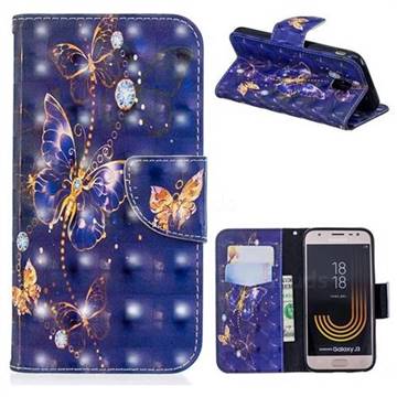 Purple Butterfly 3D Painted Leather Wallet Phone Case for Samsung Galaxy J3 2017 J330 Eurasian