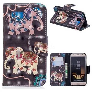 Totem Elephant 3D Painted Leather Wallet Phone Case for Samsung Galaxy J3 2017 J330 Eurasian