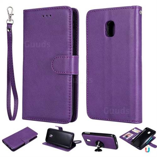 Retro Greek Detachable Magnetic PU Leather Wallet Phone Case for Samsung Galaxy J3 2017 J330 Eurasian - Purple