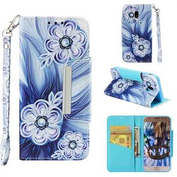 Button Flower Big Metal Buckle PU Leather Wallet Phone Case for Samsung Galaxy J3 2017 J330 Eurasian