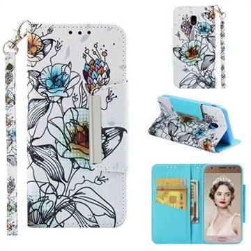 Fotus Flower Big Metal Buckle PU Leather Wallet Phone Case for Samsung Galaxy J3 2017 J330 Eurasian