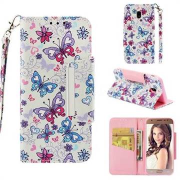 Colored Butterfly Big Metal Buckle PU Leather Wallet Phone Case for Samsung Galaxy J3 2017 J330 Eurasian