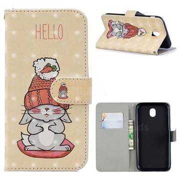 Hello Rabbit 3D Painted Leather Phone Wallet Case for Samsung Galaxy J3 2017 J330 Eurasian