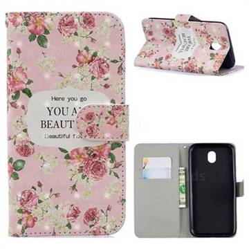 Butterfly Flower 3D Painted Leather Phone Wallet Case for Samsung Galaxy J3 2017 J330 Eurasian