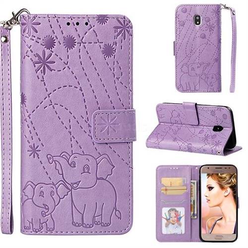 Embossing Fireworks Elephant Leather Wallet Case for Samsung Galaxy J3 2017 J330 Eurasian - Purple