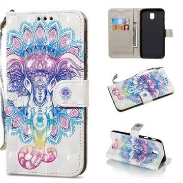 Colorful Elephant 3D Painted Leather Wallet Phone Case for Samsung Galaxy J3 2017 J330 Eurasian