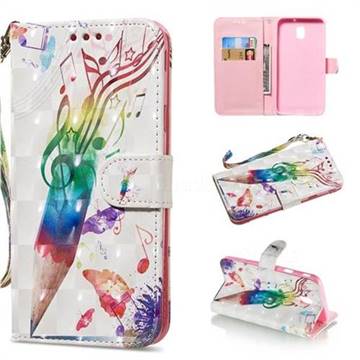 Music Pen 3D Painted Leather Wallet Phone Case for Samsung Galaxy J3 2017 J330 Eurasian
