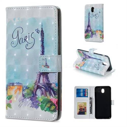 Paris Tower 3D Painted Leather Phone Wallet Case for Samsung Galaxy J3 2017 J330 Eurasian
