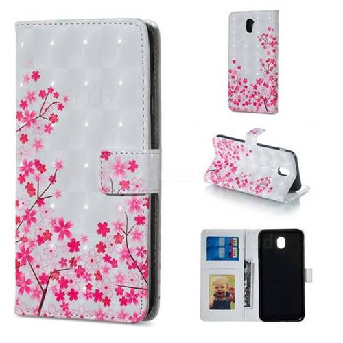 Cherry Blossom 3D Painted Leather Phone Wallet Case for Samsung Galaxy J3 2017 J330 Eurasian