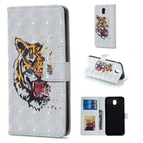 Toothed Tiger 3D Painted Leather Phone Wallet Case for Samsung Galaxy J3 2017 J330 Eurasian