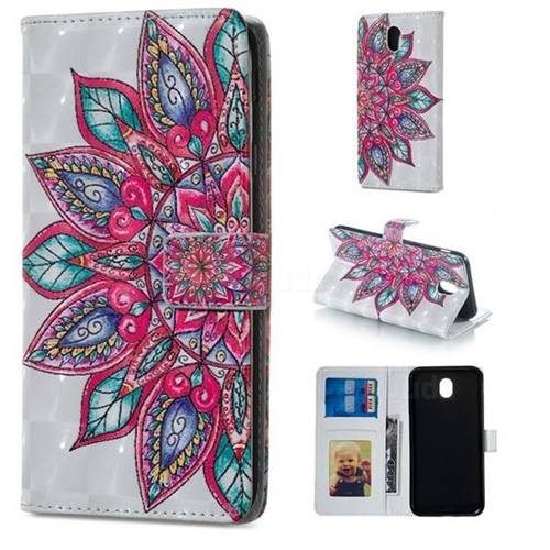 Mandara Flower 3D Painted Leather Phone Wallet Case for Samsung Galaxy J3 2017 J330 Eurasian