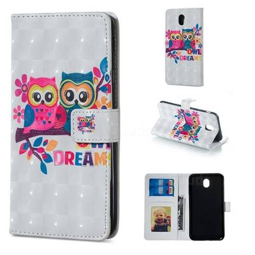 Couple Owl 3D Painted Leather Phone Wallet Case for Samsung Galaxy J3 2017 J330 Eurasian