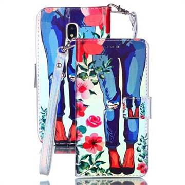 Jeans Flower Blue Ray Light PU Leather Wallet Case for Samsung Galaxy J3 2017 J330 Eurasian