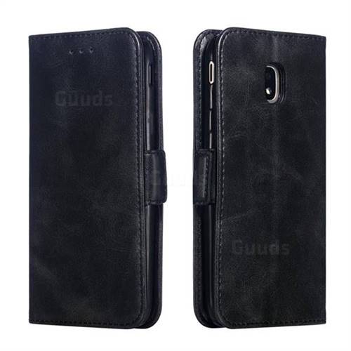 Retro Classic Calf Pattern Leather Wallet Phone Case for Samsung Galaxy J3 2017 J330 Eurasian - Black