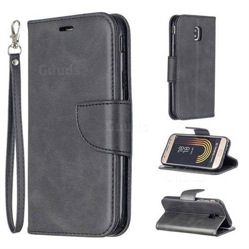 Classic Sheepskin PU Leather Phone Wallet Case for Samsung Galaxy J3 2017 J330 Eurasian - Black