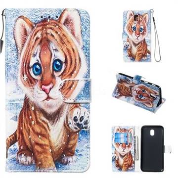 Baby Tiger Smooth Leather Phone Wallet Case for Samsung Galaxy J3 2017 J330 Eurasian