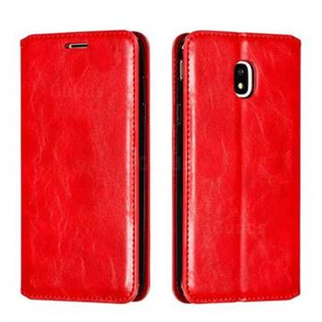 Retro Slim Magnetic Crazy Horse PU Leather Wallet Case for Samsung Galaxy J3 2017 J330 Eurasian - Red