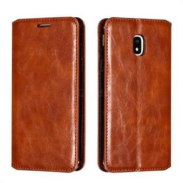 Retro Slim Magnetic Crazy Horse PU Leather Wallet Case for Samsung Galaxy J3 2017 J330 Eurasian - Brown