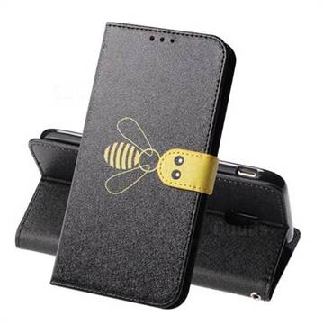 Silk Texture Bee Pattern Leather Phone Case for Samsung Galaxy J3 2017 J330 Eurasian - Black