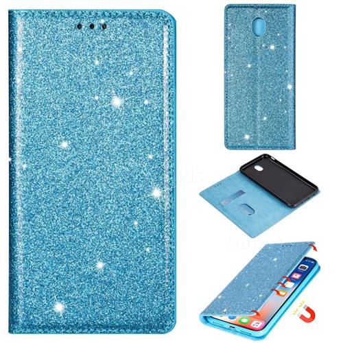 Ultra Slim Glitter Powder Magnetic Automatic Suction Leather Wallet Case for Samsung Galaxy J3 2017 J330 Eurasian - Blue