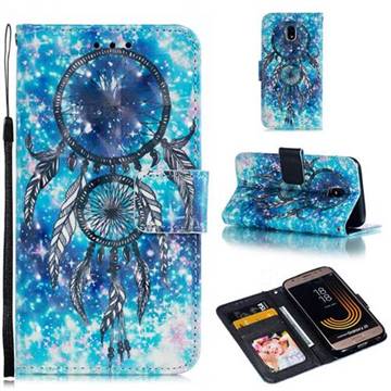 Blue Wind Chime 3D Painted Leather Phone Wallet Case for Samsung Galaxy J3 2017 J330 Eurasian
