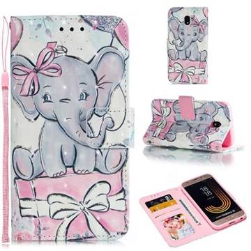 Bow Elephant 3D Painted Leather Phone Wallet Case for Samsung Galaxy J3 2017 J330 Eurasian