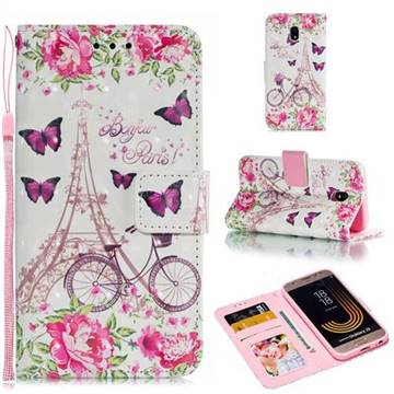Bicycle Flower Tower 3D Painted Leather Phone Wallet Case for Samsung Galaxy J3 2017 J330 Eurasian