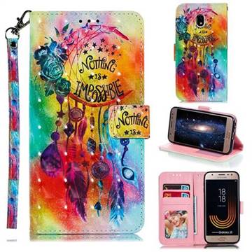 Flower Wind Chimes 3D Painted Leather Phone Wallet Case for Samsung Galaxy J3 2017 J330 Eurasian